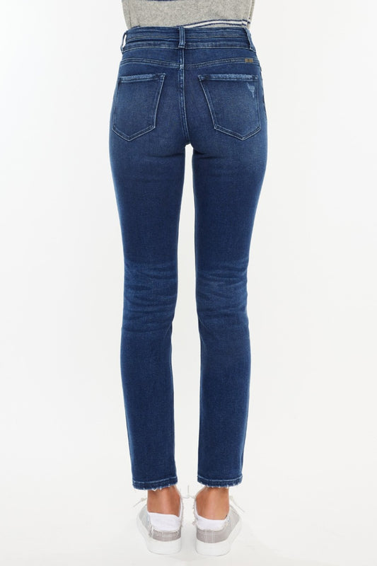 Back view of Kancan high-rise slim straight jeans.