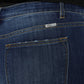 Close-up of dark wash Kancan flare jeans with slight stretch
