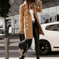 Relaxed khaki woolen coat with dropped shoulder sleeves for a modern look.
