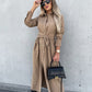 Long Sleeve Button-Up Belted Shirt Dress