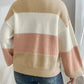 Neutral Striped Lantern Sleeve Knit Sweater