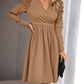 Chic khaki women’s dress with a flattering A-line and graceful details






