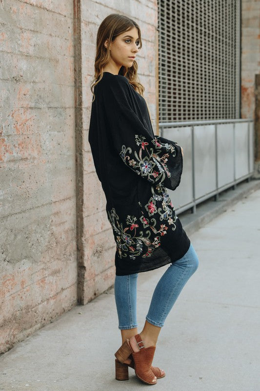 Long Floral Kimono Cardigan - Whimsical Appalachian Boutique