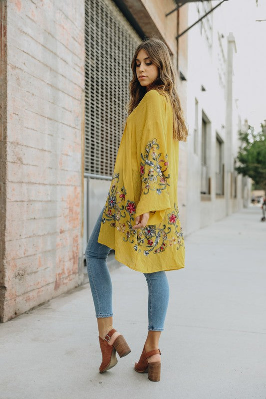 Long Floral Kimono Cardigan - Whimsical Appalachian Boutique