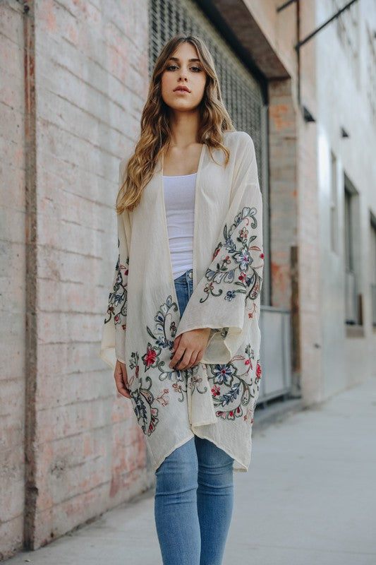 Long Floral Kimono Cardigan - Whimsical Appalachian Boutique