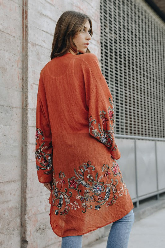 Long Floral Kimono Cardigan Whimsical Appalachian Boutique