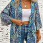 Printed Open Front Three-Quarter Sleeve Cover Up - Whimsical Appalachian Boutique