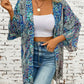 Printed Open Front Three-Quarter Sleeve Cover Up - Whimsical Appalachian Boutique