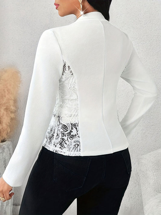 Long sleeve detail on lace detail blazer for a sophisticated look
