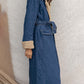 Versatile style of quilted denim coat with lambswool detail
