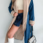 Stylish look with lambswool quilted denim coat for winter
