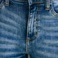 Leisure washed denim jeans with straight pockets
