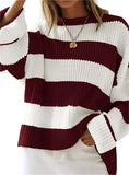 Bold Striped Ribbed Drop Shoulder Sweater