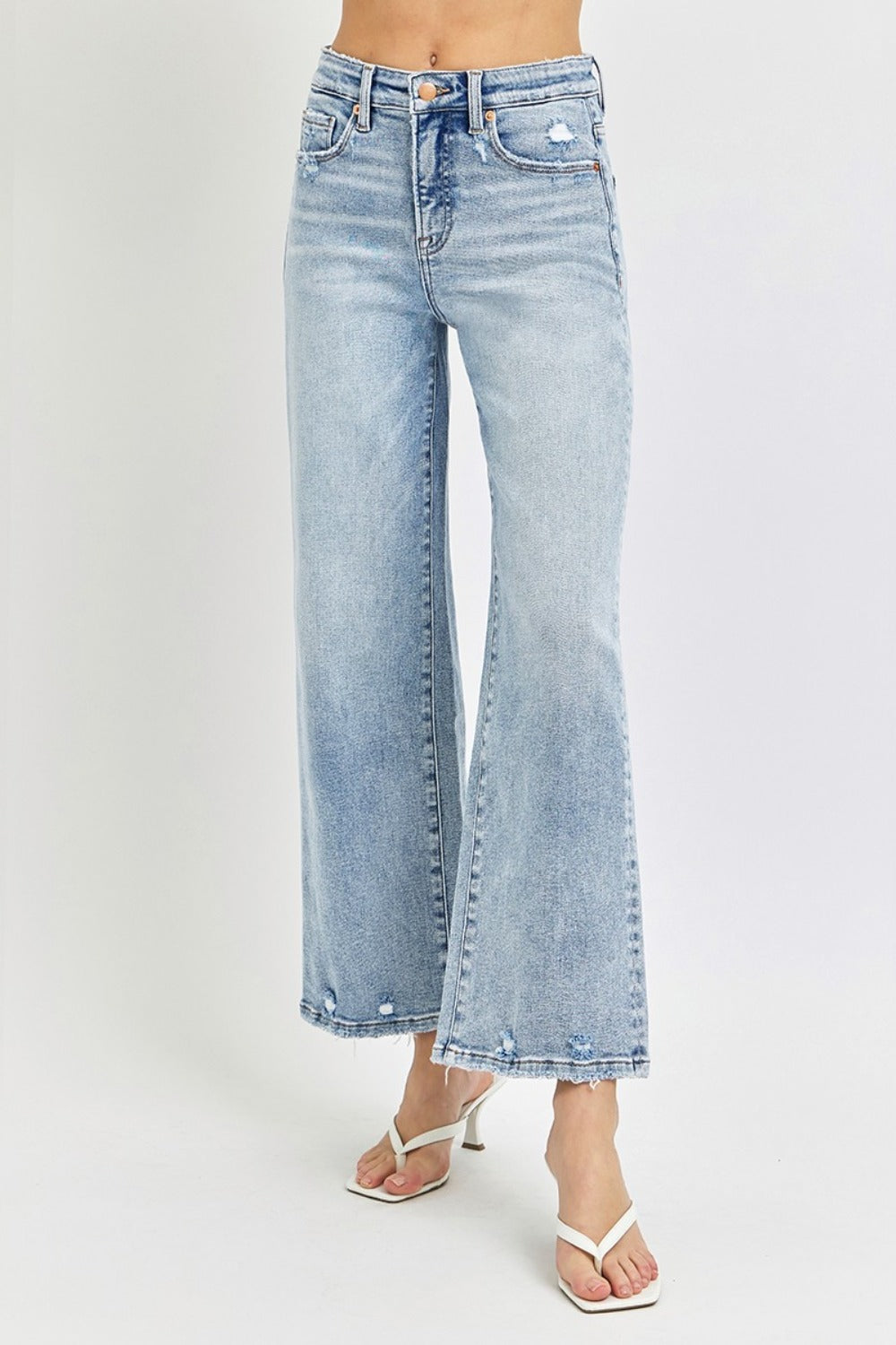 RISEN Jeans | Tummy Control High Rise Crop Wide Leg