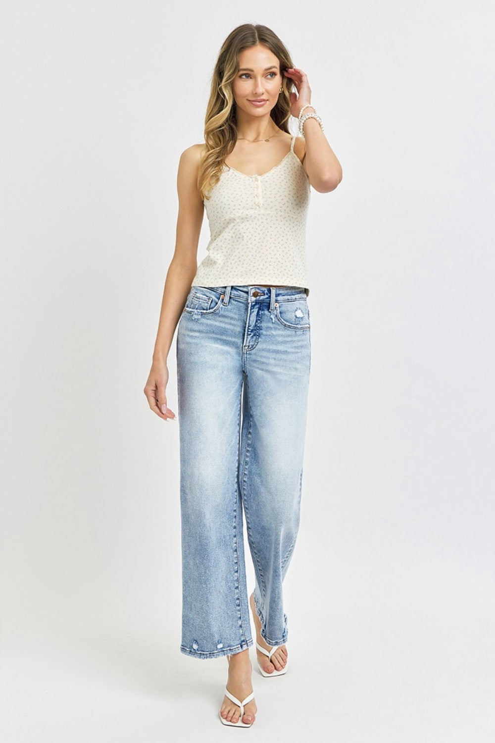 RISEN Jeans | Tummy Control High Rise Crop Wide Leg