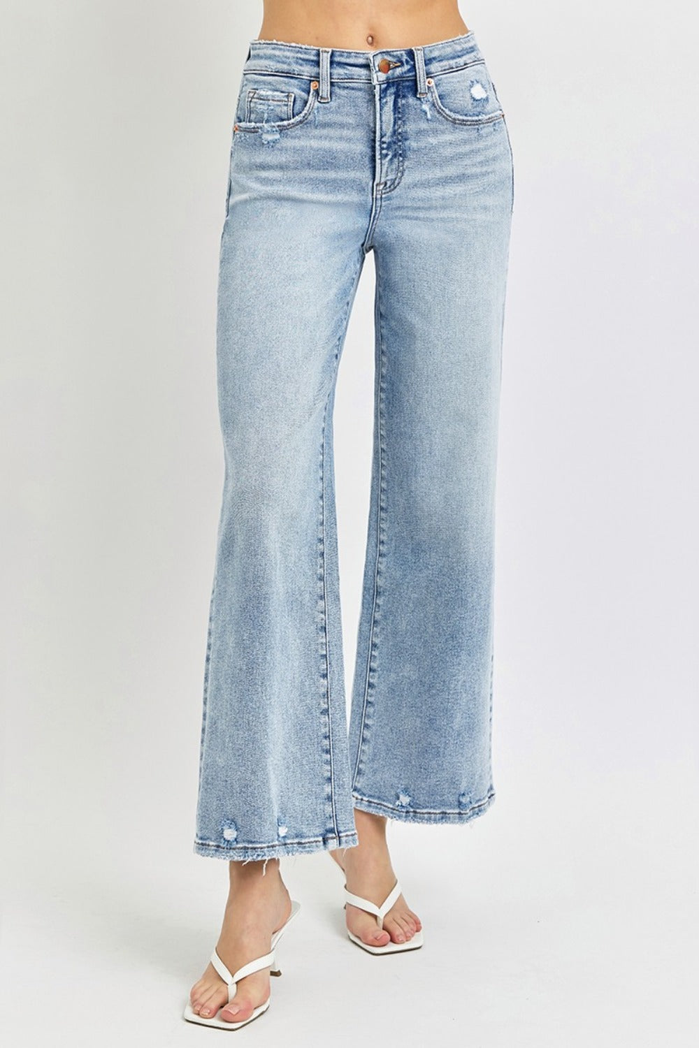 RISEN Jeans | Tummy Control High Rise Crop Wide Leg