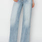 Light wash wide-leg denim featuring a flattering high-rise fit
