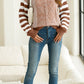 Lightweight brown round neck sweater made from a soft cotton-acrylic blend.
