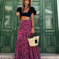 Lightweight rose printed maxi skirt perfect for vacations and daily wear.
