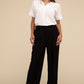 Black waffle trouser pants with tailored fit
