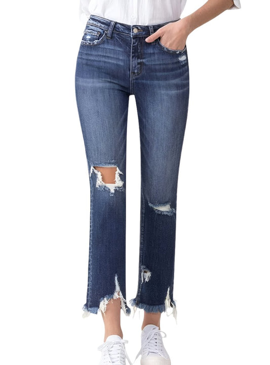 Lovervet Jackie high rise crop straight leg jeans with a trendy and stylish design.