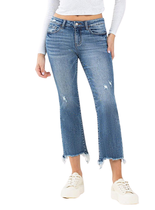 Lovervet mid-rise frayed hem jeans with a trendy and stylish design.