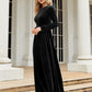 Luxurious black velvet dress with round neck




