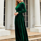 Stylish green dress in soft velvet fabric
