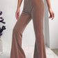 Comfortable and stretchy mauve corduroy pants for versatile wear.
