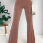 High-waist corduroy flare pants in mauve for a chic, vintage look.
