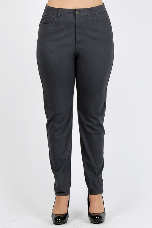 Soft and stretchy charcoal denim jeans, ideal for work or casual outfits.
