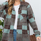 plus-size mint plaid shacket with soft fuzzy texture
