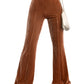 High-waist corduroy flare pants in mocha for a retro-inspired look.
