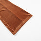 Retro-inspired mocha corduroy flare pants for a modern and chic outfit.
