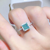 2 carat moissanite square ring in sterling silver
