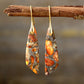 Gold drop earrings with tangerine natural stone design
