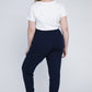 Plus-size ankle-length navy jogger pants with a relaxed silhouette.
