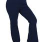 Plus size navy flare bottoms with an elastic waist.
