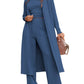 Stylish navy women's pant suit with a relaxed fit and versatile look
