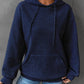 casual navy hoodie with a soft waffle knit texture
