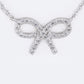 Sparkling Cubic Zirconia Bow Necklace - Rhodium Finish