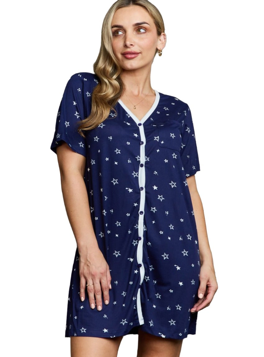 MOON NITE Button Down Sleep Dress - Whimsical Appalachian Boutique