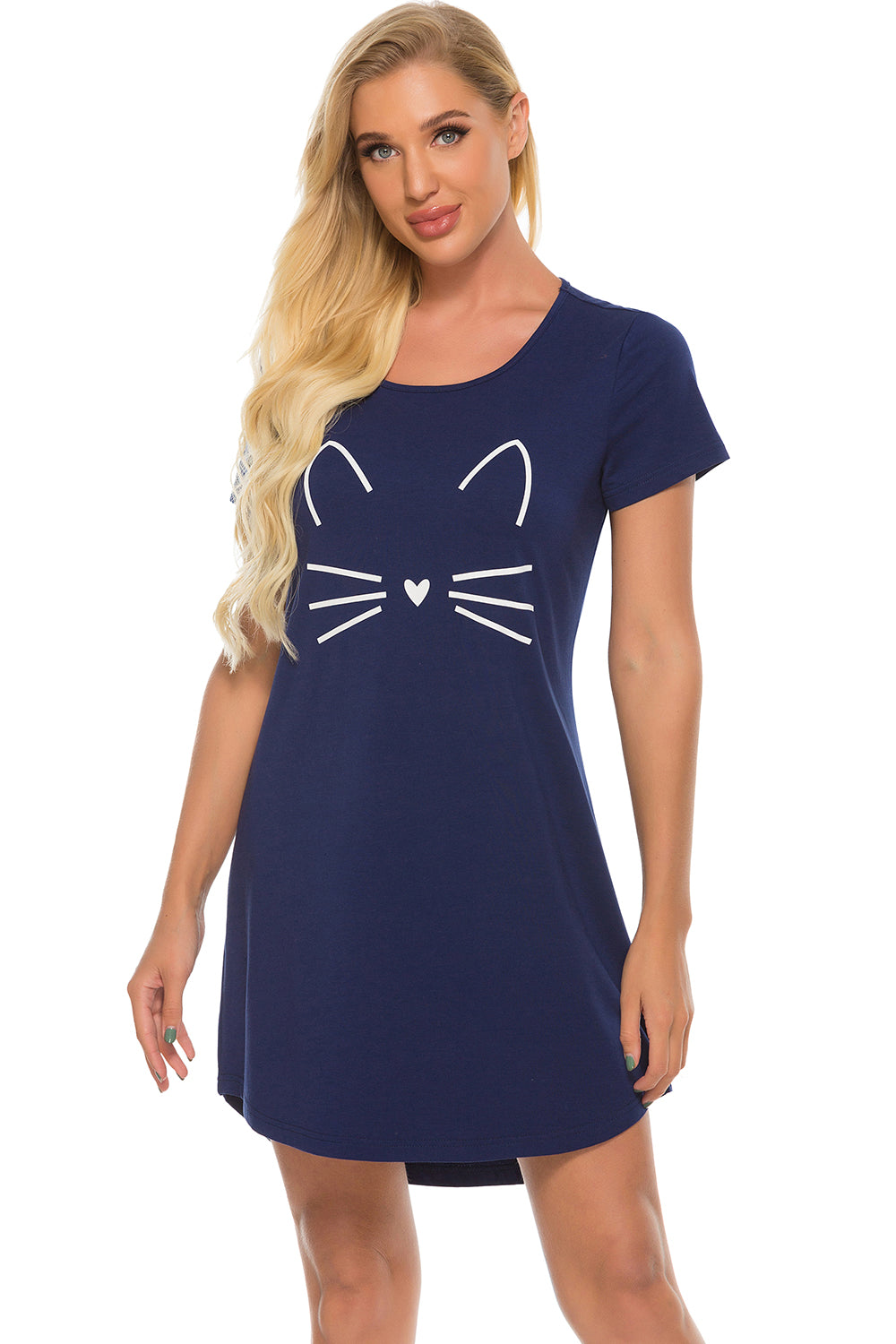 Graphic Round Neck Short Sleeve Lounge Dress - Whimsical Appalachian Boutique