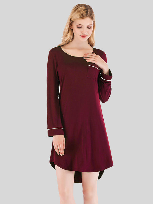 Long Sleeve Night Dress with Pocket - Whimsical Appalachian Boutique