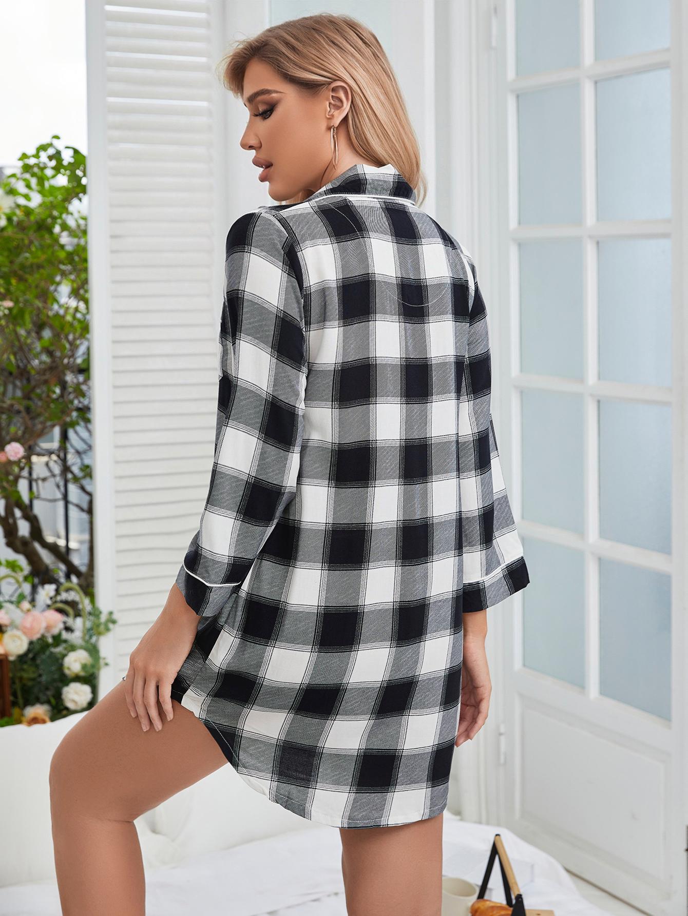 Plaid Collared Night Shirt Dress - Whimsical Appalachian Boutique