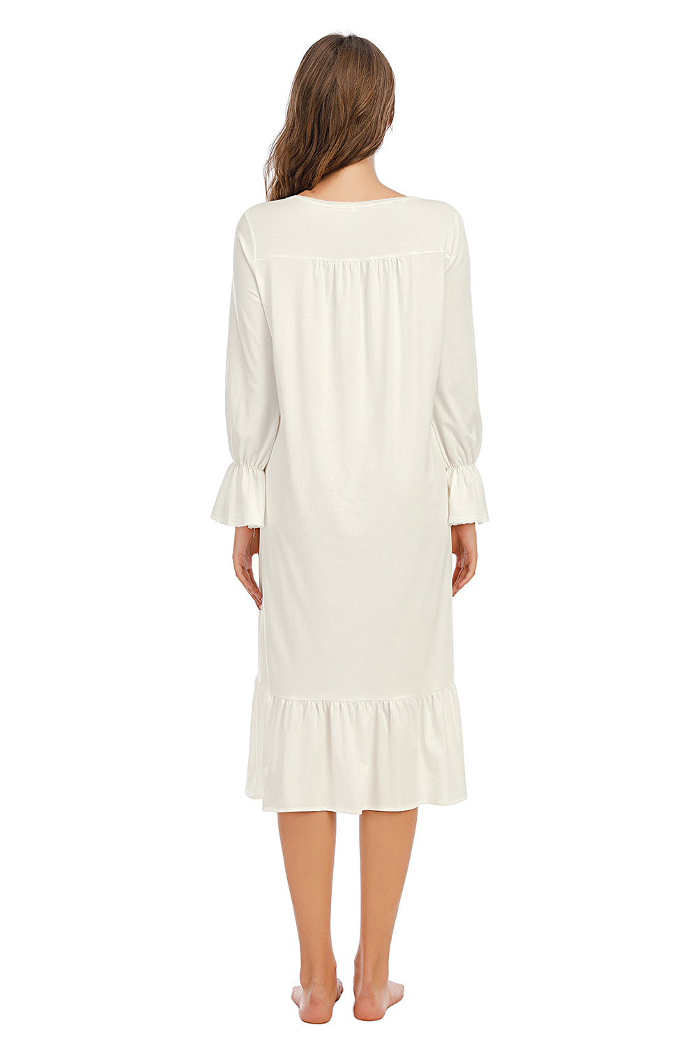 Long Sleeve Ruffle Hem Night Dress - Whimsical Appalachian Boutique