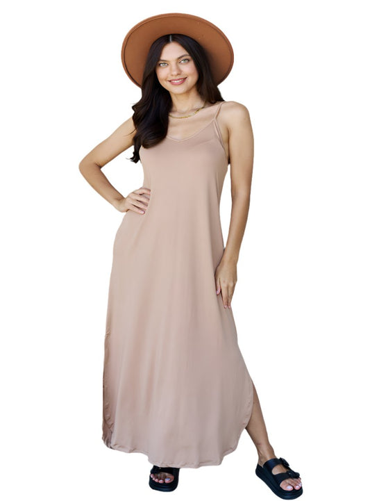 Ninexis Good Energy Cami Side Slit Maxi Dress in neutral shade