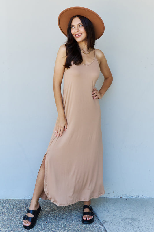 Neutral shade cami maxi dress with sleek design