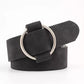 Black vegan leather belt with silver O-ring buckle
