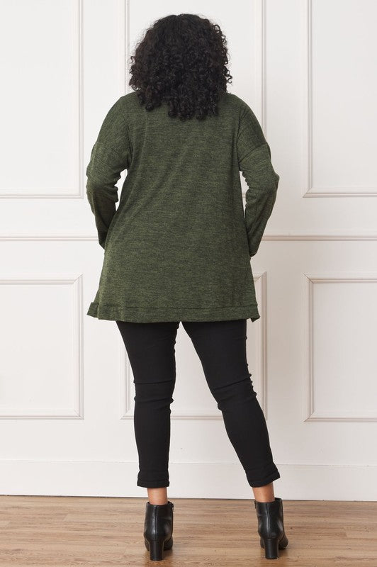 Versatile styling of olive green plus size cozy cardigan for various outfits